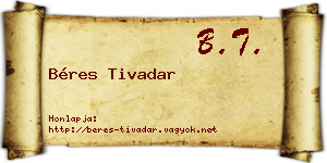 Béres Tivadar névjegykártya